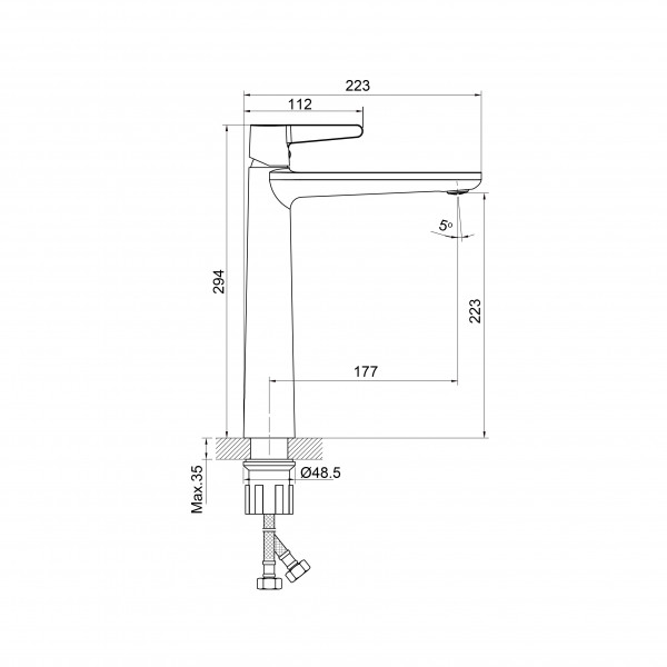 Смеситель для умывальника Koller Pool Dakota XL 1105340905, серый графит