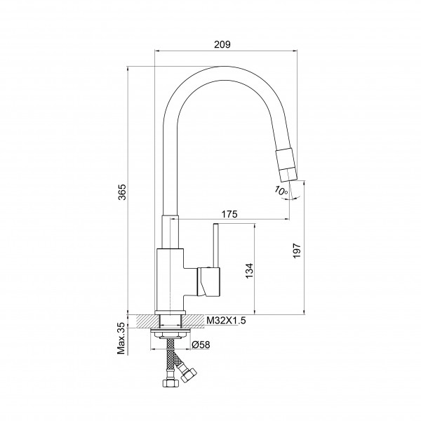 Смеситель для кухни Koller Pool Kitchen Light Pro 1145441121, хром/черный