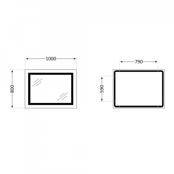 Зеркало Lidz Kubis 1000х800 с LED-подсветкой Touch, с антизапотеванием, с диммером, рег. яркости LD78LF61410080