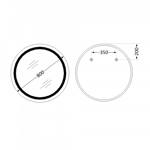 Зеркало Lidz Aria R800 с LED-подсветкой Touch, с антизапотеванием, с диммером, рег. яркости LD78LR800