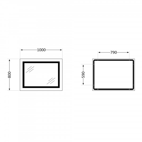 Зеркало Qtap Cardinal (CA1) 1000х800 с LED-подсветкой Touch, с антизапотеванием, с диммером, рег. темп. цвета (3000-6500K) QT0478C10080