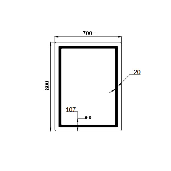 Зеркало Qtap Mideya (MI2) 700х800 с LED-подсветкой Touch, с антизапотеванием, диммером, рег. яркости QT2078DCF7080