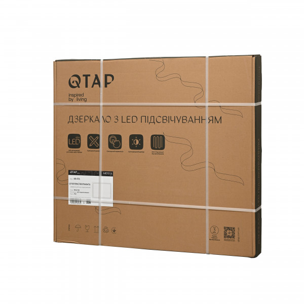 Зеркало Qtap Mideya (MI2) 800х700 с LED-подсветкой Touch, с антизапотеванием, с диммером, рег. яркости QT2078NCF807048476