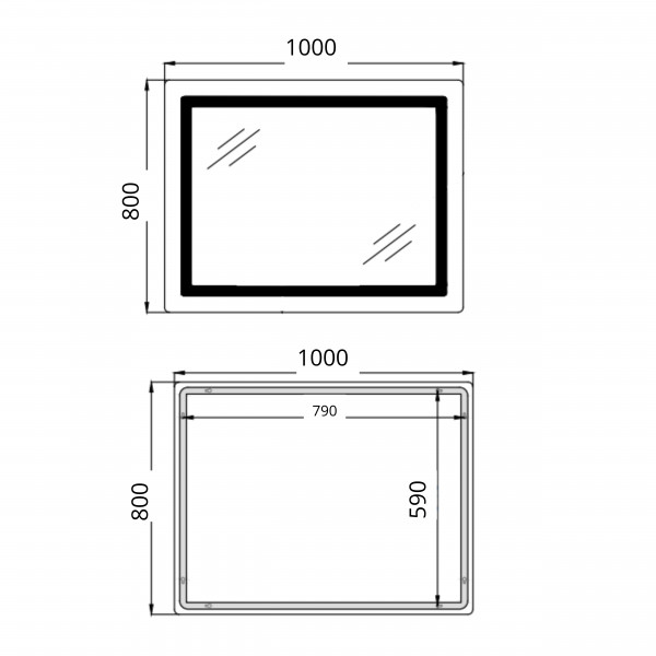 Зеркало Qtap Cardinal (CA2) 1000х800 с LED-подсветкой Touch, с антизапотеванием, с диммером, рег. темп. цвета (3000-6500K) QT0478C1008048455