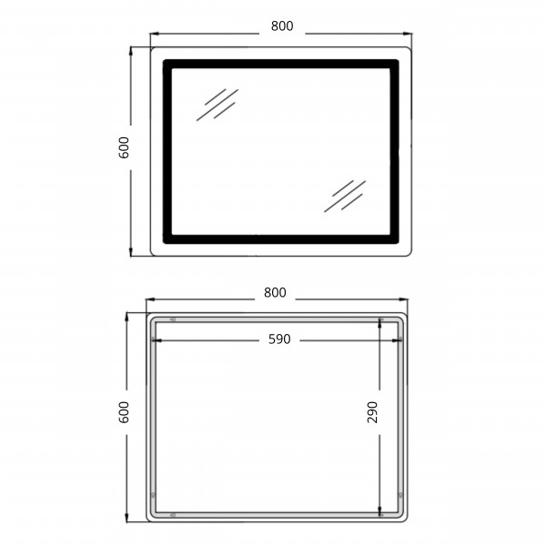 Зеркало Qtap Cardinal (CA2) 800х600 с LED-подсветкой Touch, с антизапотеванием, с диммером, рег. темп. цвета (3000-6500K) Reverse QT0478C806048457