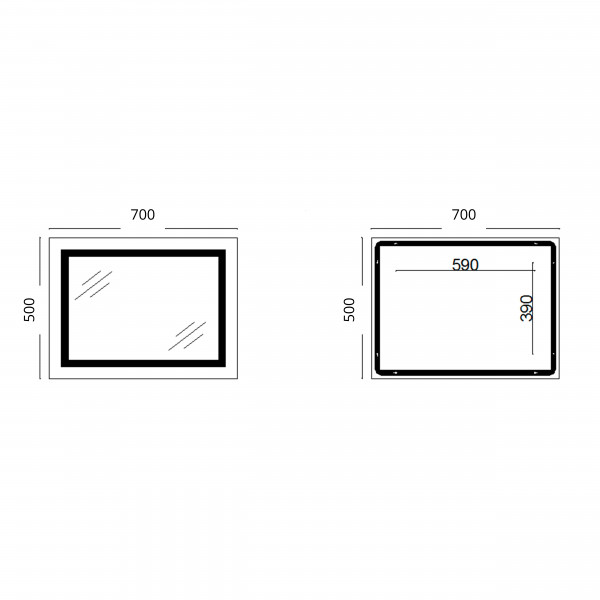 Зеркало Lidz Kubis (KU1) 700х500 с LED-подсветкой Touch, с антизапотеванием, с диммером, рег. яркости LD78LF90448485