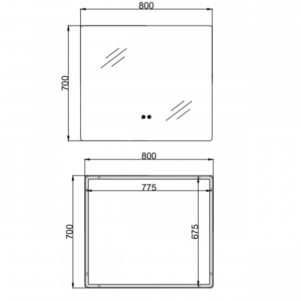 Зеркало Qtap Taurus (TA2) 800×700 мм с LED-подсветкой Touch, с антизапотеванием, с диммером, рег. темп. цвета (3000-6500K) QTTAU70070048955