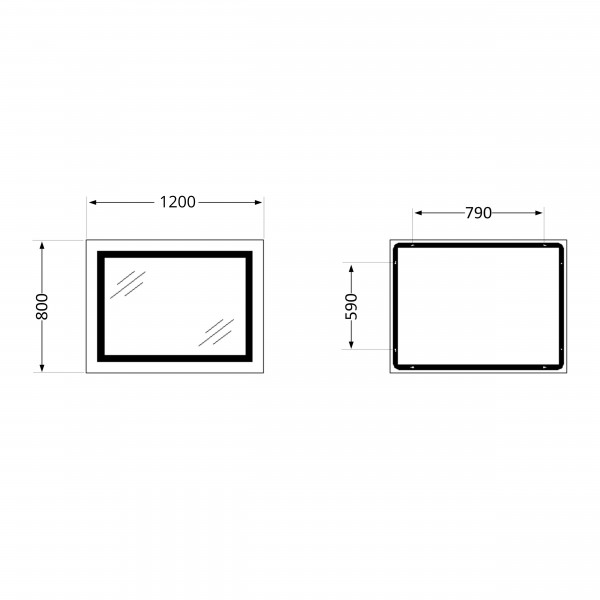 Зеркало Lidz Kubis (KU1) 1200х800 с LED-подсветкой Touch, с антизапотеванием, с диммером, рег. яркости LDKUB120080049008