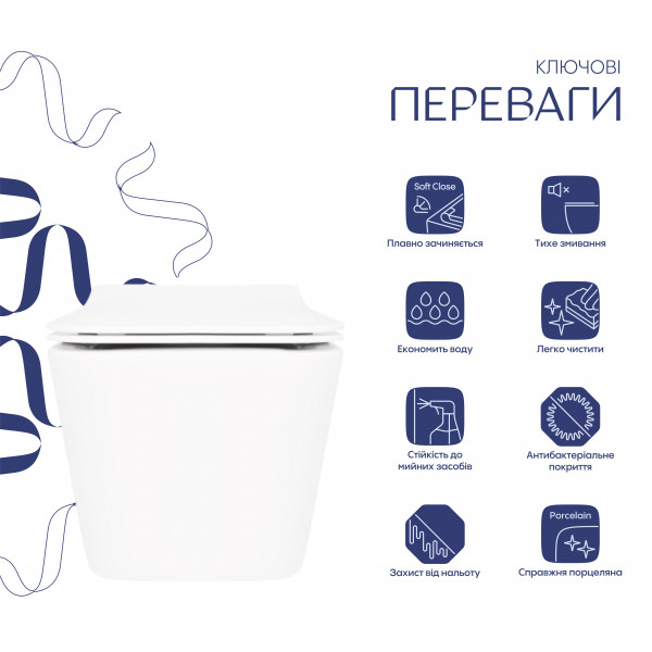 Унитаз подвесной Qtap Crow Rimless безободковый с сиденьем Soft-close QT05335170W