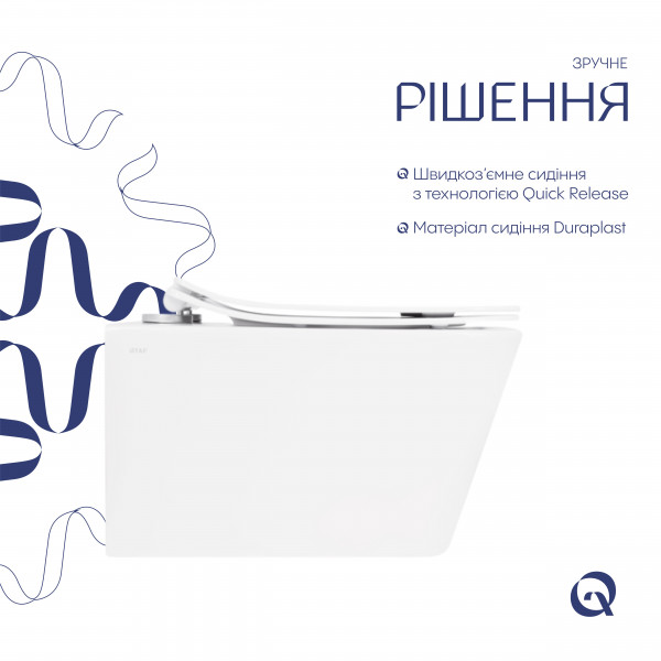 Унитаз подвесной Qtap Crow Rimless безободковый с сиденьем Soft-close QT05335170W