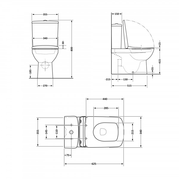 Унитаз-компакт Qtap Nando безободковый с сиденьем Soft-close QT12221222AW