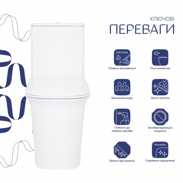 Унитаз-компакт Qtap Nando безободковый с сиденьем Soft-close QT12221222AW