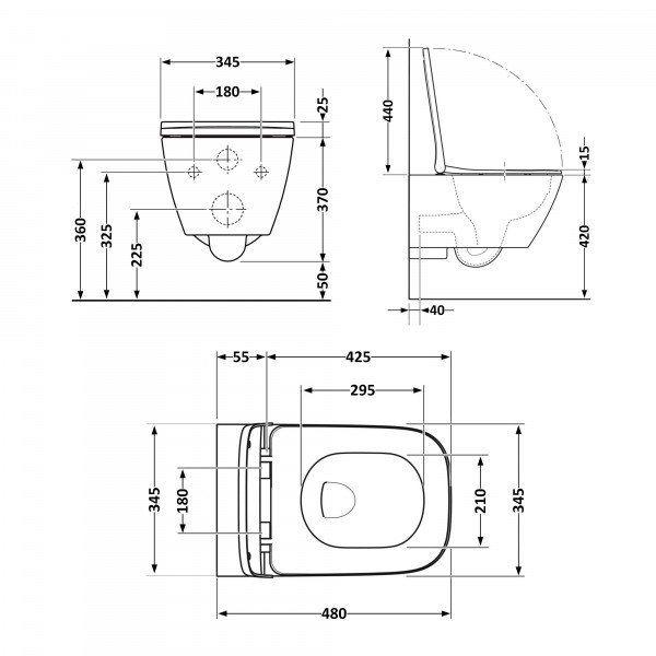 Унитаз подвесной Qtap Tern с сиденьем Soft-close QT17332303ASW
