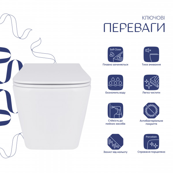 Унитаз подвесной Qtap Tern с сиденьем Soft-close QT17332303ASW
