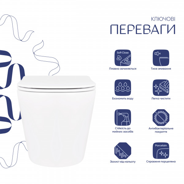 Унитаз подвесной Qtap Scorpio безободковый Ultra Quiet с сиденьем Soft-close QT14332380AW
