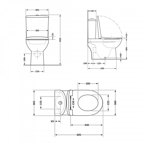 Унитаз напольный Qtap Dove Rimless безободковый с сиденьем Soft-close WHITE QT06228380BW