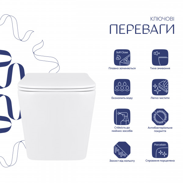 Унитаз подвесной Qtap Tern Ultra Quiet с сиденьем с сиденьем Soft-Close WHITE QT17332303AW