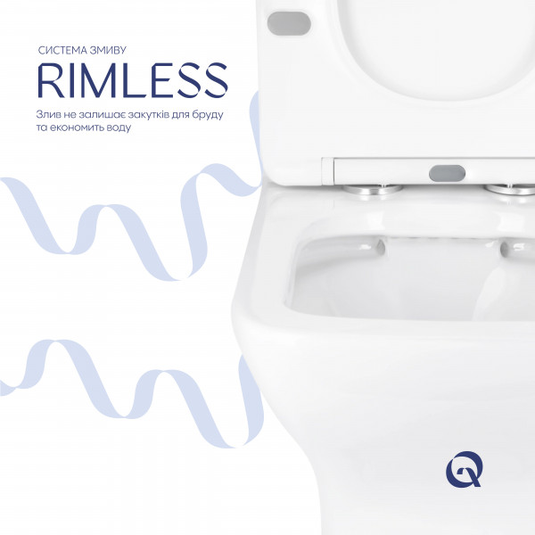 Унитаз напольный Qtap Aries Rimless безободковый с сиденьем Soft-close WHITE QT03228302W