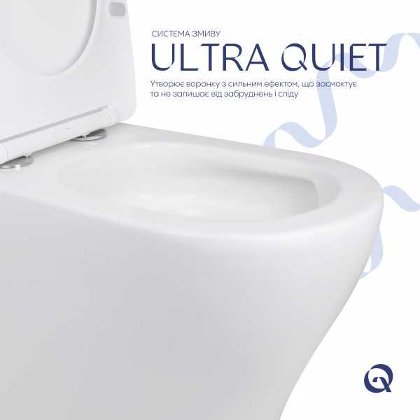 Унитаз напольный Qtap Virgo Ultra Quiet безободковый с сиденьем Soft-Close WHITE QT18226092AW