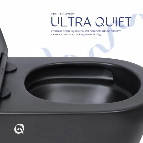 Унитаз подвесной Qtap Scorpio Ultra Quiet с сиденьем с сиденьем Soft-Close MATT BLACK QT14332380AMB