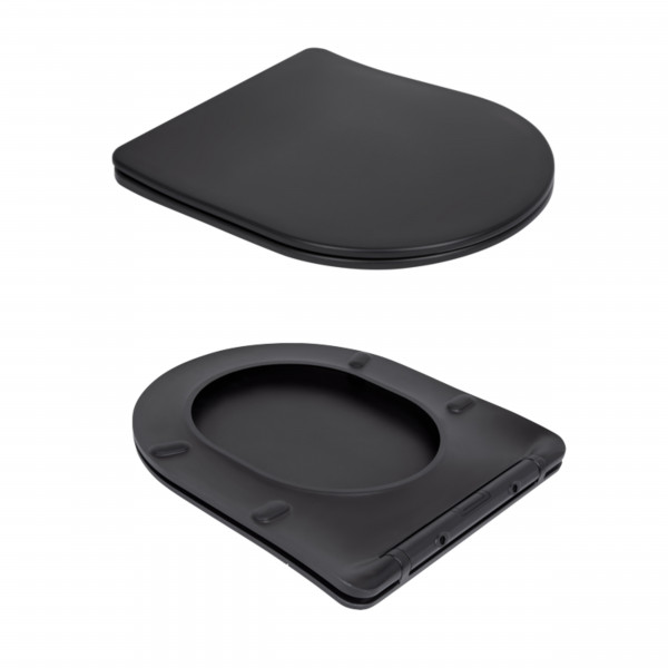 Унітаз підвісний Qtap Robin New Ultra Quiet безобідковий з сидінням Soft-close MATT BLACK QT13332381АSMB