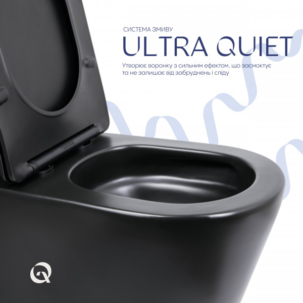 Унитаз напольный Qtap Scorpio Ultra Quiet безободковый с сиденьем Soft-Close MATT BLACK QT14226088AMB