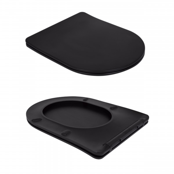 Унитаз напольный Qtap Scorpio Ultra Quiet безободковый с сиденьем Soft-Close MATT BLACK QT14226088AMB