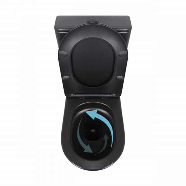 Унитаз напольный Qtap Robin Ultra Quiet безободковый с сиденьем Soft-Close MATT BLACK QT13226083AMB
