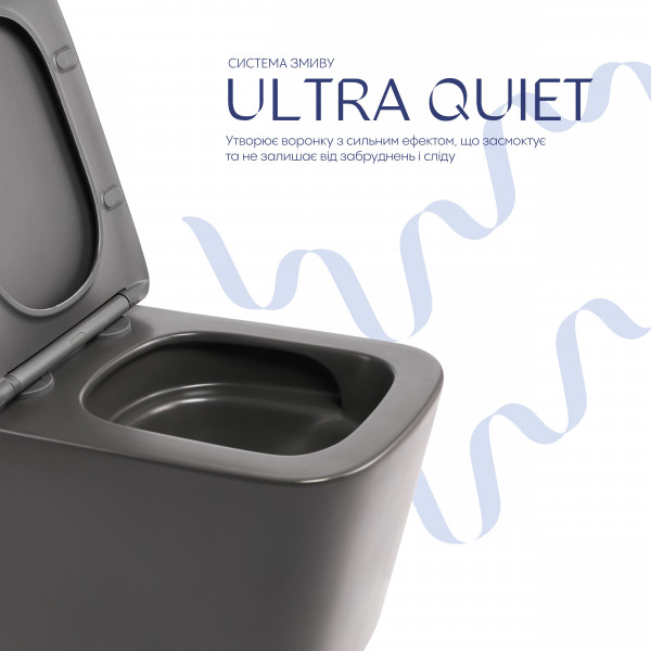 Унитаз подвесной Tern Ultra Quiet 490×365×325 мм, Anthracite, с сиденьем Slim Duroplast / Soft-close / Quick Release QT17332303ASAN Qtap