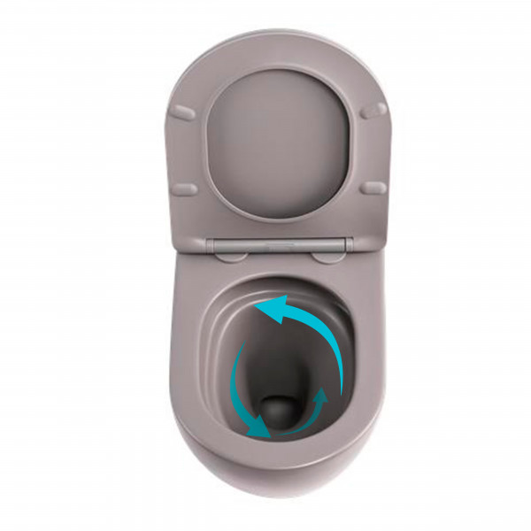 Унитаз подвесной Robin Ultra Quiet 490×365×325 мм, Stone Grey, с сиденьем Slim Duroplast / Soft-close / Quick Release QT13332381АSSG Qtap
