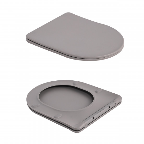 Унитаз подвесной Robin Ultra Quiet 490×365×325 мм, Stone Grey, с сиденьем Slim Duroplast / Soft-close / Quick Release QT13332381АSSG Qtap