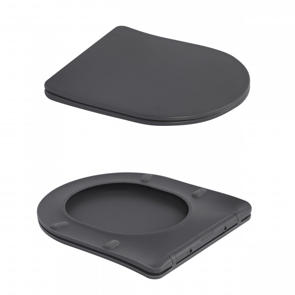 Унитаз подвесной Robin Ultra Quiet 490×365×325 мм, Anthracite, с сиденьем Slim Duroplast / Soft-close / Quick Release QT13332381АSAN Qtap