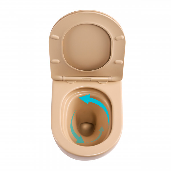 Унитаз подвесной Robin Ultra Quiet 490×365×325 мм, Beige, с сиденьем Slim Duroplast / Soft-close / Quick Release QT13332381АSSB Qtap
