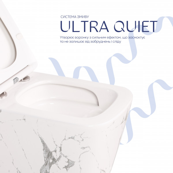 Унитаз подвесной Tern Ultra Quiet 490×365×325 мм, Marble, с сиденьем Slim Duroplast / Soft-close / Quick Release QT17332303ASMR Qtap