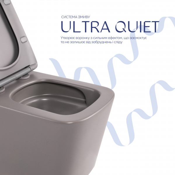 Унитаз подвесной Tern Ultra Quiet 490×365×325 мм, Stone Grey, с сиденьем Slim Duroplast / Soft-close / Quick Release QT17332303ASSG Qtap
