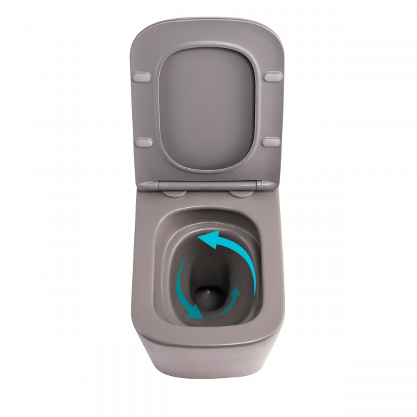 Унитаз подвесной Tern Ultra Quiet 490×365×325 мм, Stone Grey, с сиденьем Slim Duroplast / Soft-close / Quick Release QT17332303ASSG Qtap