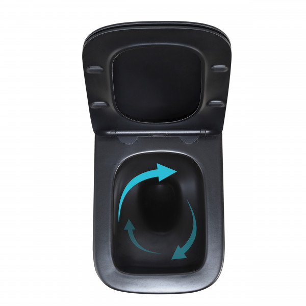 Унитаз подвесной Qtap Crow Ultra Quiet 485×340×290 мм, Matt Black, с сиденьем Slim Duroplast/ Soft-close/ Quick Release QT05335171MB