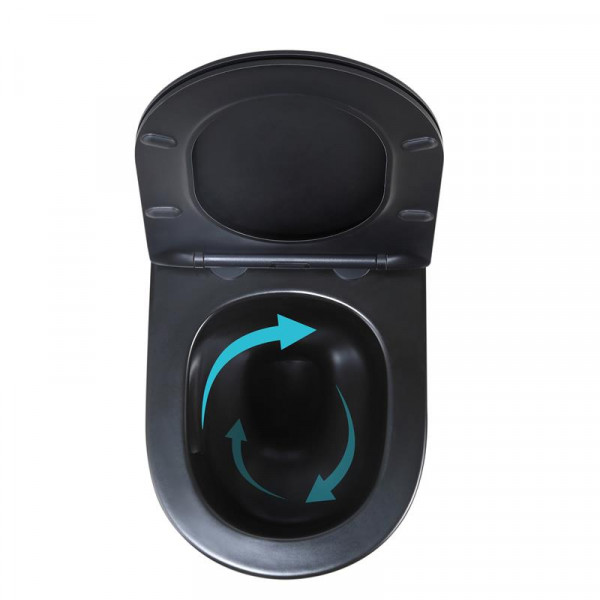 Унитаз подвесной Qtap Jay Ultra Quiet 485х360х320 мм, Matt Black, сиденьем Slim Duroplast/ Soft-close/ Quick Relase QT07335177MB