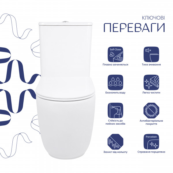 Унитаз напольный Qtap Leo Ultra Quiet 620×355×790 мм с сиденьем Soft-close, White QTLEO27W49261