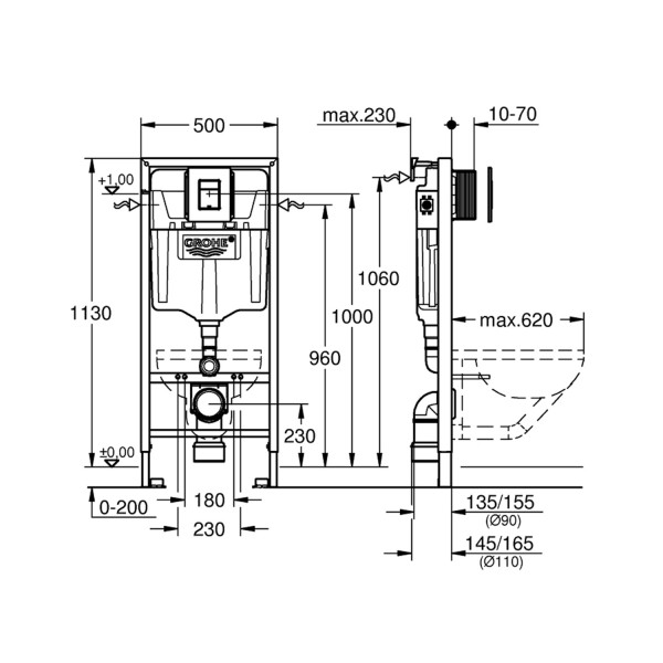 Инсталляция для унитаза Grohe QuickFix Solido 3 в 1 388112430