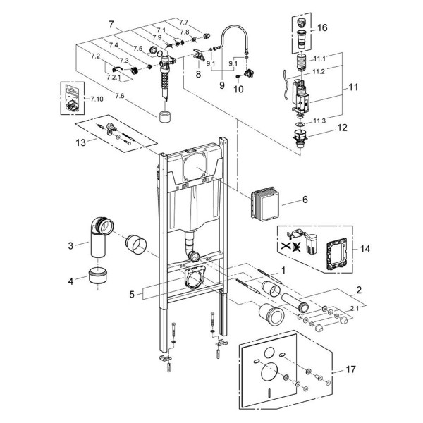 Комплект 4 в 1: Инсталляция GROHE Solido  3 в 1 3884966Q + Унитаз безободковый Kroner Oker WHI533536 RIMLESS с сиденьем Slim Duroplast / Soft-close / Quick relase KO533536WHIR (3884966KO533536)