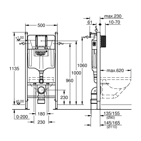 Инсталляция для унитаза Grohe QuickFix Solido 2 в 1 38971000