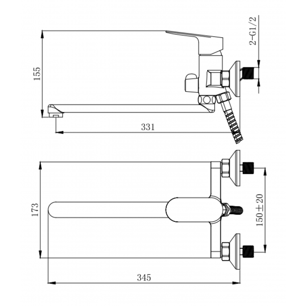 Змішувач для ванни VENTA BF325DB