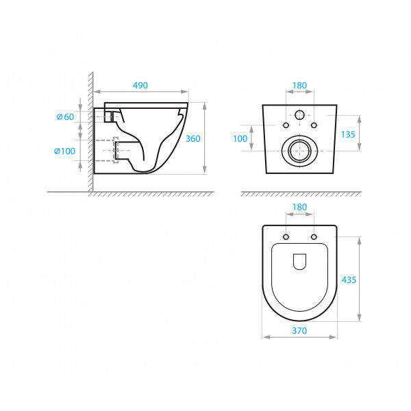 Унитаз подвесной с сиденьем Soft-close Koller Pool ROUND Smart (RN-0490-RW)