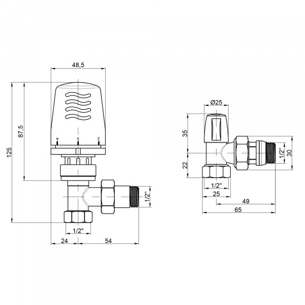 Термокомплект Icma 1/2" с антипротечкой угловой №KIT_1100+774-940+805-940