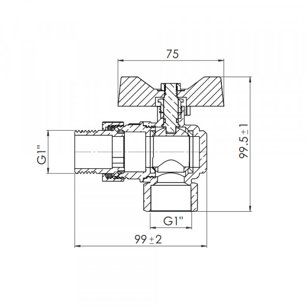 Кран шаровой "Американка" Thermo Alliance Forte 1" угловой SF221W25
