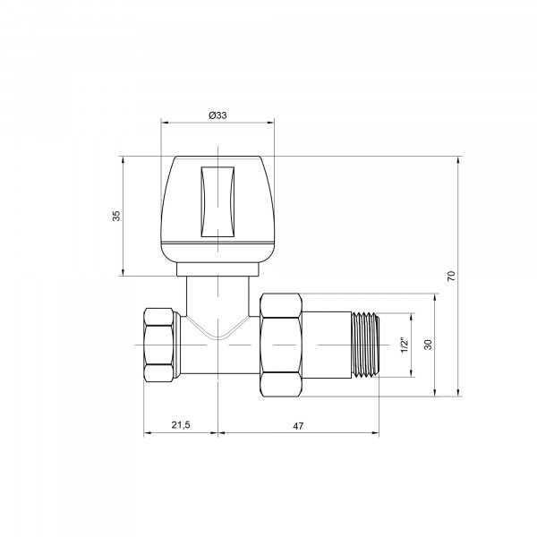 Кран радиаторный Icma 1/2" прямой №813