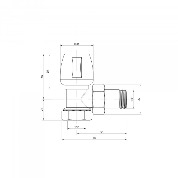 Кран радиаторный Icma 1/2" угловой №803