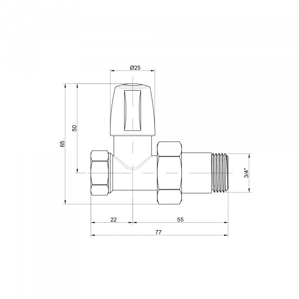 Кран радиаторный Icma 3/4" прямой без ручки №815