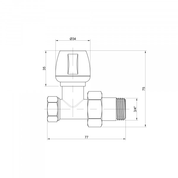Кран радиаторный Icma 3/4" прямой №813